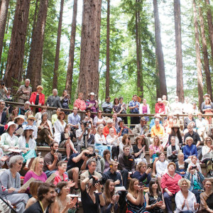 Garden visitors at a Redwood Grove Summer Concert in the Redwood Grove.