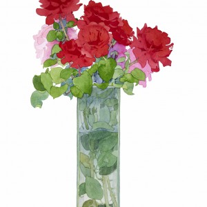 Roses in a clear vase image by Gary Bukovnik
