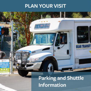 Plan Your Visit text with a picture of bus shuttle