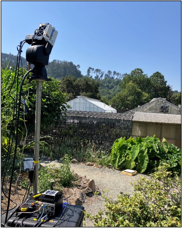 Scientific equipment set-up outdoors in a garden