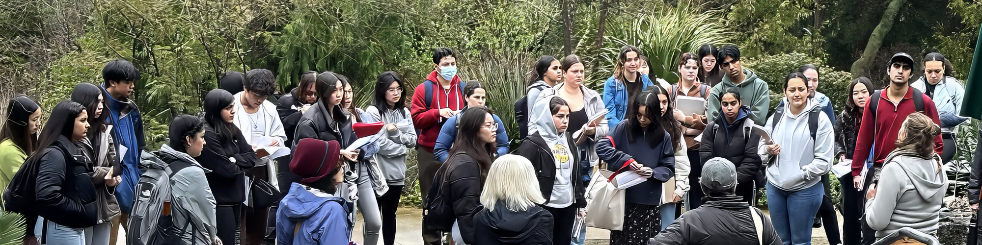 A large group of college students in the Garden