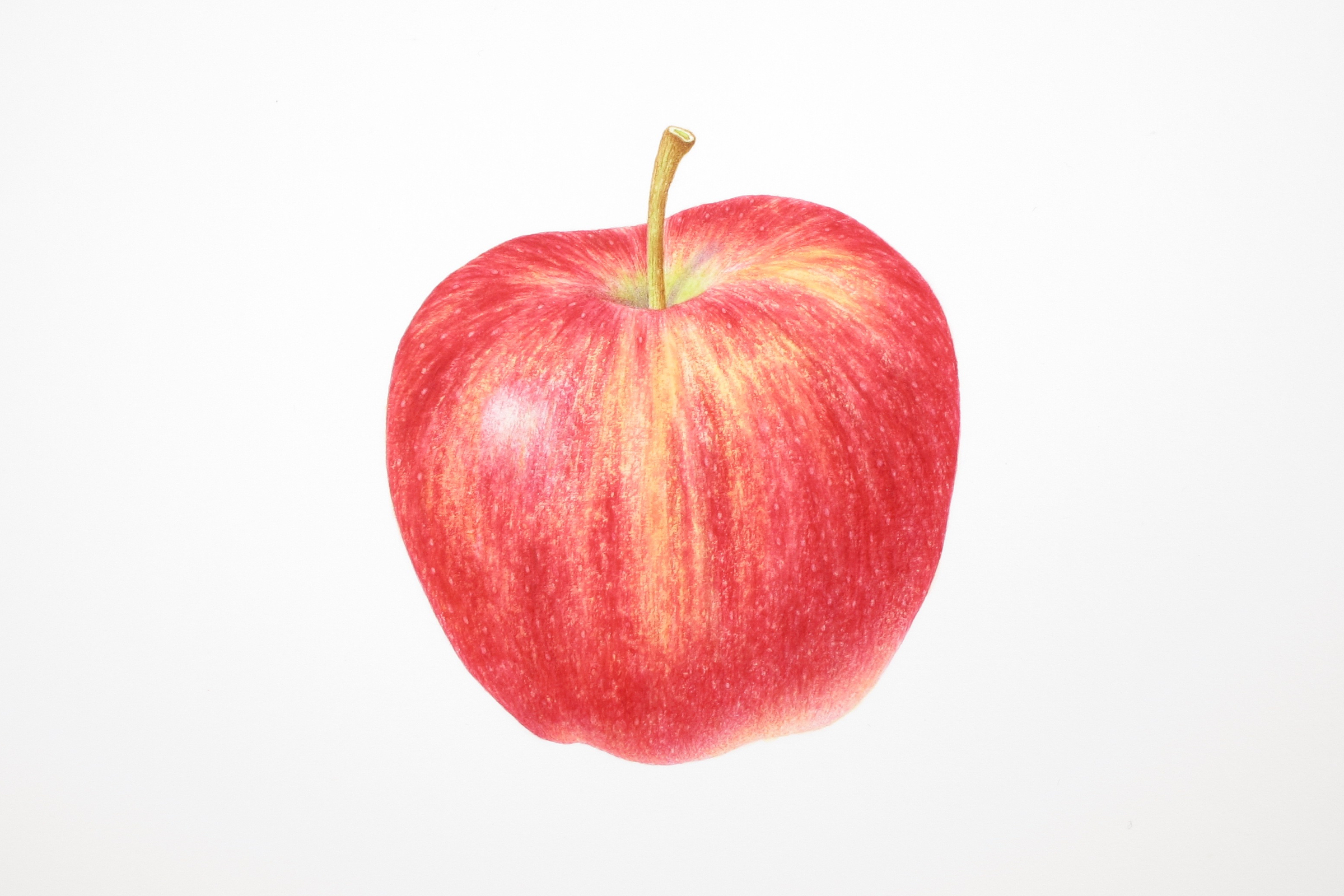 A watercolor illustration of a red apple