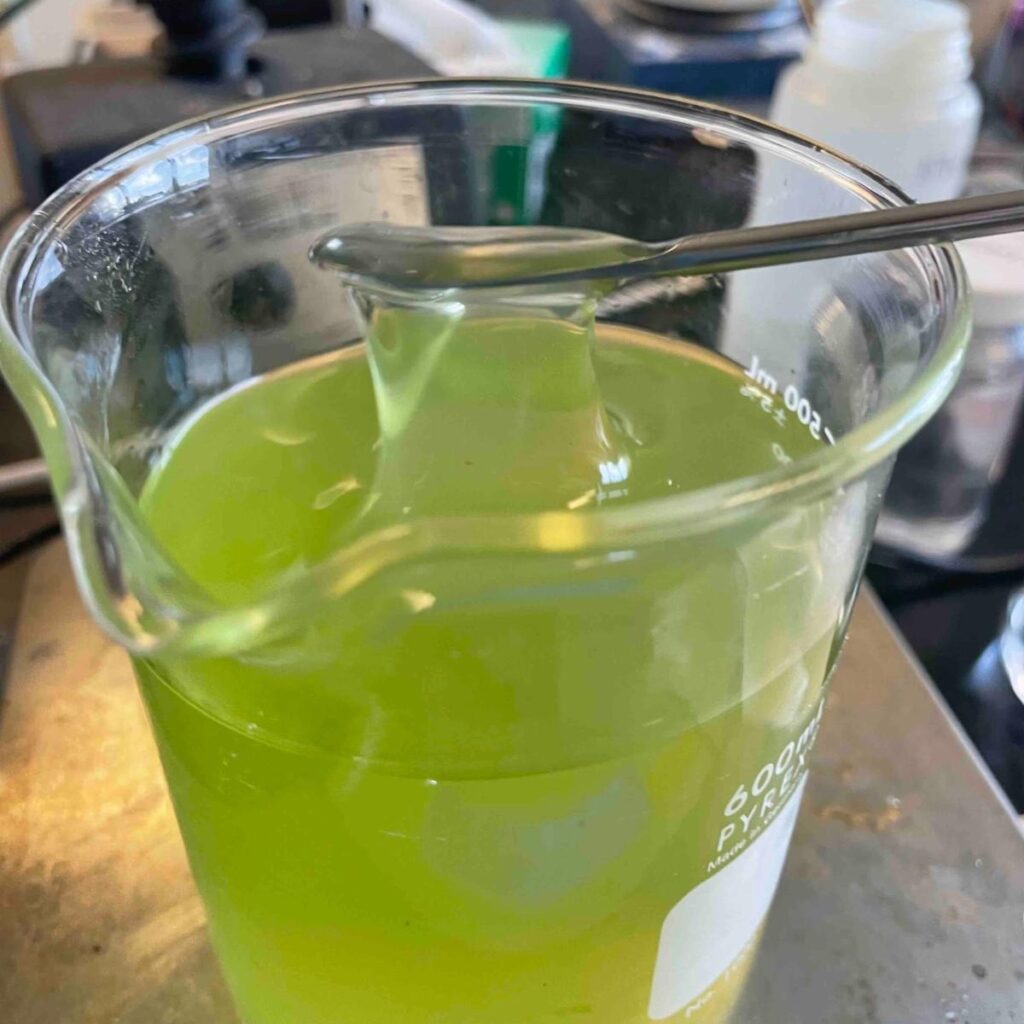 Green goo in a lab, used for research purposes