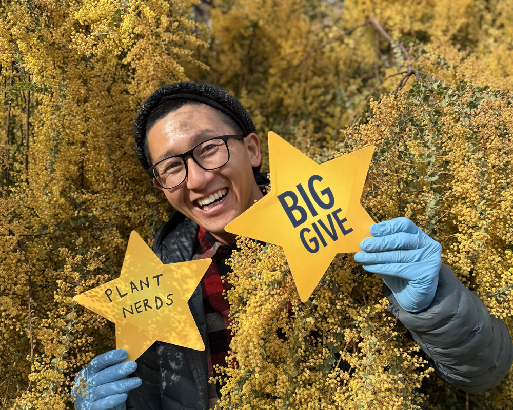 A smiling man surrounded by plants